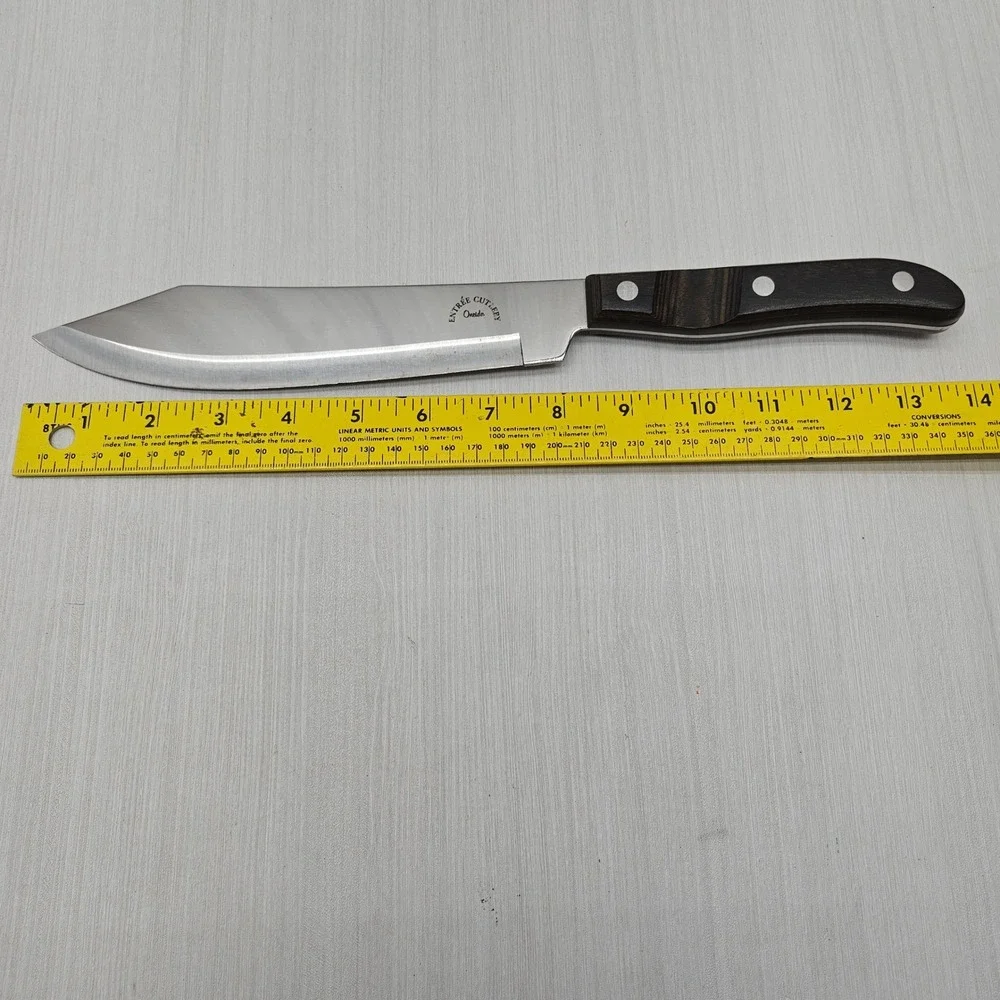 Oneida Entree Cutlery Butcher Knife 8 Inch Blade Full Tang Wood Handle Japan